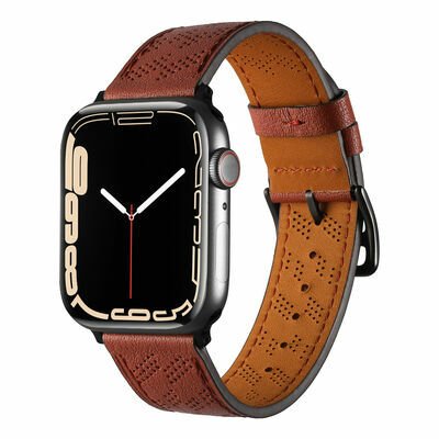 Apple Watch 7 45mm KRD-76 PU Deri Kordon Strap Kayış