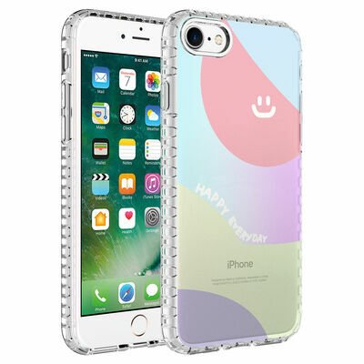 Apple iPhone SE 2020 Kılıf Airbag Kenarlı Renkli Desenli Silikon Patinda Elegans Kapak