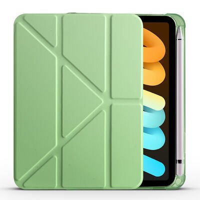 Apple iPad Mini 2021 (6.Nesil) Kılıf Patinda Tri Folding Kalem Bölmeli Standlı Kılıf