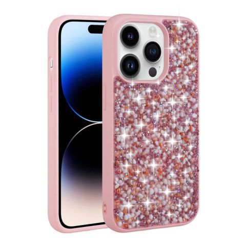 Apple iPhone 14 Pro Max Kılıf Parlak Taşlı Tasarım Patinda Linea Kapak