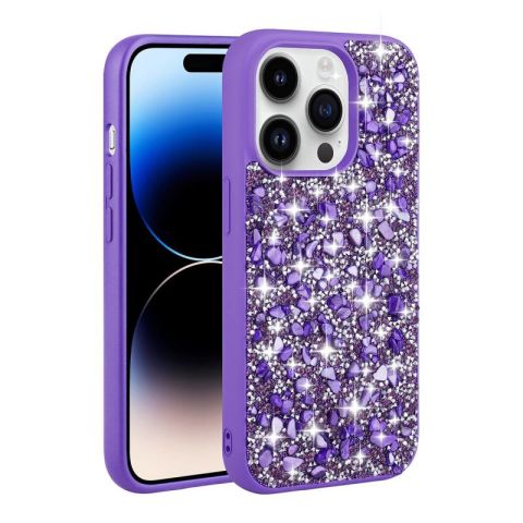 Apple iPhone 14 Pro Max Kılıf Parlak Taşlı Tasarım Patinda Linea Kapak
