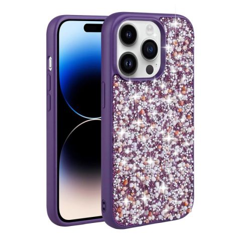 Apple iPhone 14 Pro Max Kılıf Parlak Taşlı Tasarım Patinda Linea Kapak