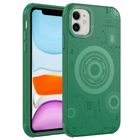 Apple iPhone 12 Kılıf Patinda Wireless Şarj Özellikli Desenli Hot Kapak