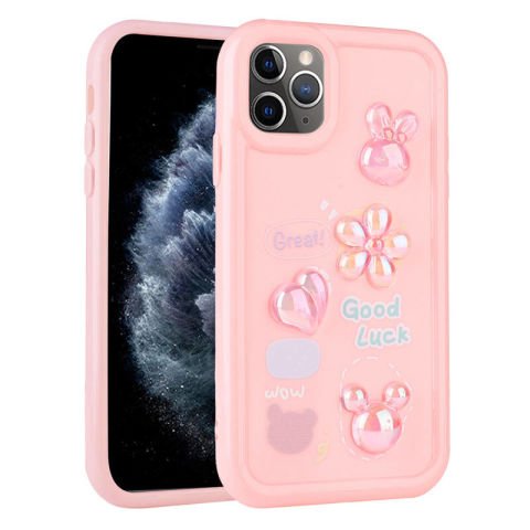 Apple iPhone 11 Pro Max Kılıf Kabartma Figürlü Parlak Patinda Toys Silikon Kapak