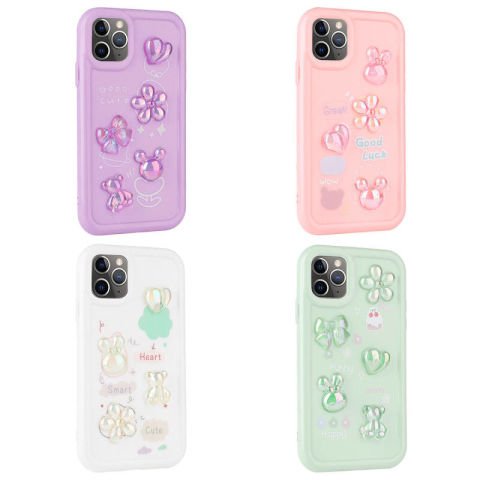 Apple iPhone 11 Pro Max Kılıf Kabartma Figürlü Parlak Patinda Toys Silikon Kapak