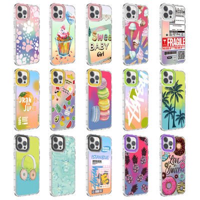 Apple iPhone 12 Pro Kılıf Kamera Korumalı Renkli Desenli Sert Silikon Patinda Korn Kapak