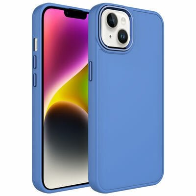 Apple iPhone 14 Plus Kılıf Metal Çerçeve ve Buton Tasarımlı Silikon Patinda Luna Kapak