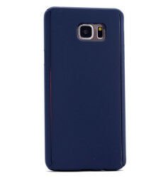 Galaxy Note 5 Kılıf Patinda 360 3 Parçalı Rubber Kapak Lacivert