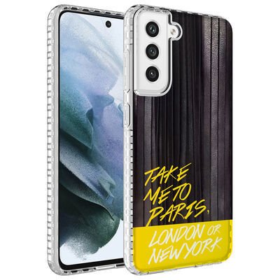 Galaxy S21 FE Kılıf Airbag Kenarlı Renkli Desenli Silikon Patinda Elegans Kapak