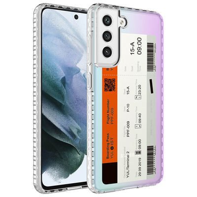 Galaxy S21 FE Kılıf Airbag Kenarlı Renkli Desenli Silikon Patinda Elegans Kapak