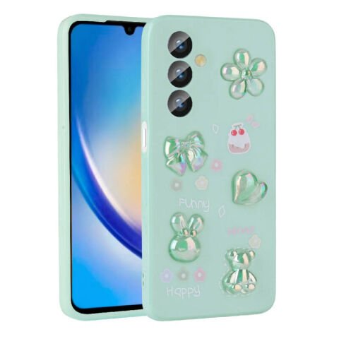 Galaxy A34 Kılıf Kabartma Figürlü Parlak Patinda Toys Silikon Kapak
