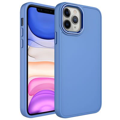 Apple iPhone 12 Pro Max Kılıf Metal Çerçeve ve Buton Tasarımlı Silikon Patinda Luna Kapak