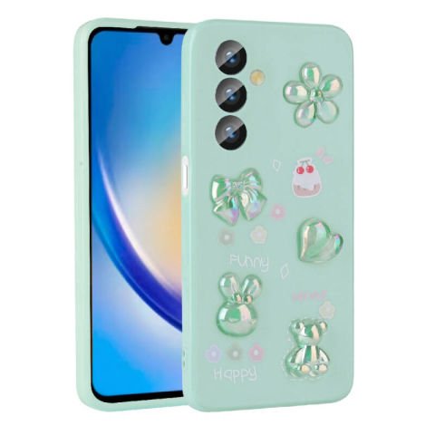 Galaxy A24 Kılıf Kabartma Figürlü Parlak Patinda Toys Silikon Kapak