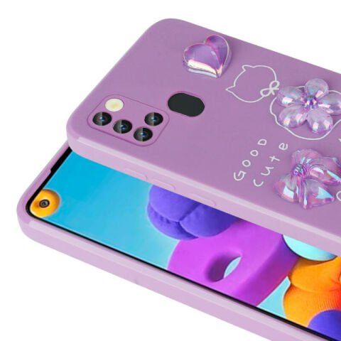 Galaxy A21S Kılıf Kabartma Figürlü Parlak Patinda Toys Silikon Kapak
