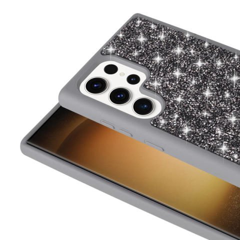 Galaxy S23 Ultra Kılıf Parlak Taşlı Tasarım Patinda Pırlanta Kapak
