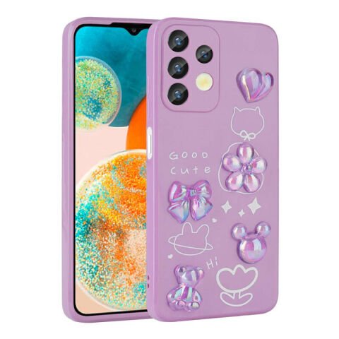 Galaxy A13 4G Kılıf Kabartma Figürlü Parlak Patinda Toys Silikon Kapak