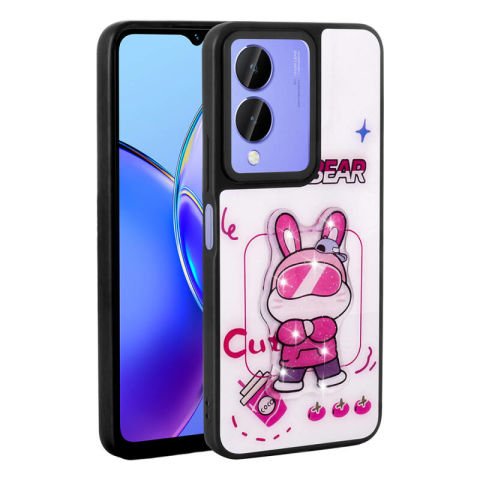 Vivo Y17S Kılıf Parlayan Kabartmalı İkonik Figürlü Patinda Amas Silikon Kapak