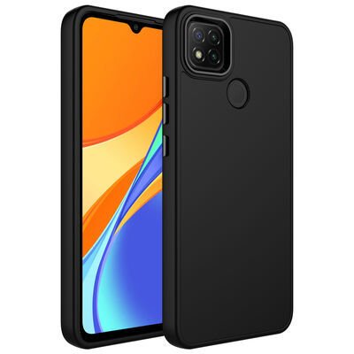 Xiaomi Redmi 10A Kılıf Metal Çerçeve ve Buton Tasarımlı Silikon Patinda Luna Kapak