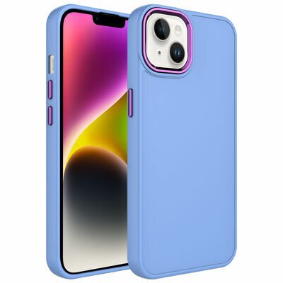Apple iPhone 13 Kılıf Metal Çerçeve ve Buton Tasarımlı Silikon Patinda Luna Kapak