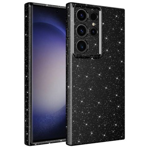 Galaxy S23 Ultra Kılıf Kamera Korumalı Simli Lüks Patinda Koton Kapak
