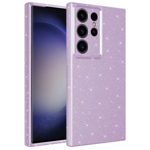 Galaxy S23 Ultra Kılıf Kamera Korumalı Simli Lüks Patinda Koton Kapak