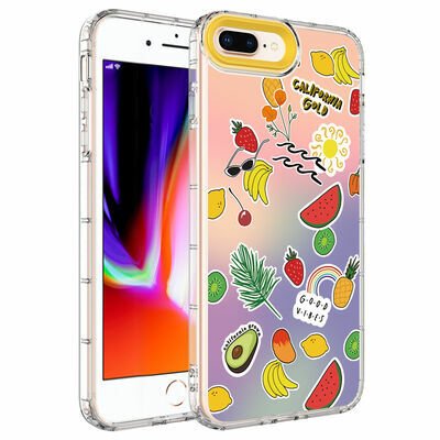Apple iPhone 8 Plus Kılıf Kamera Korumalı Renkli Desenli Sert Silikon Patinda Korn Kapak