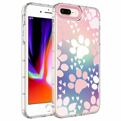 Apple iPhone 8 Plus Kılıf Kamera Korumalı Renkli Desenli Sert Silikon Patinda Korn Kapak