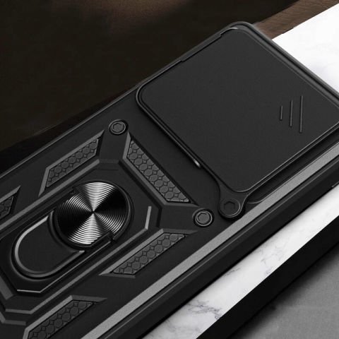 Xiaomi Poco F6 Kılıf Magnetik Standlı Kamera Korumalı Patinda Sürgülü Vega Kapak