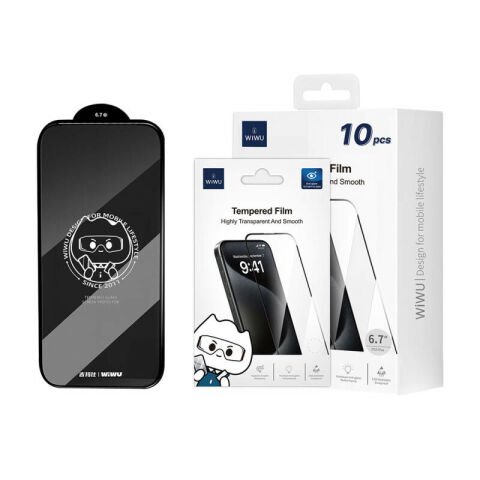 Apple iPhone 16 Wiwu GT-008 Polimer Oleofobik Kaplama Şeffaf Pürüzsüz Temperli Cam Ekran Koruyucu