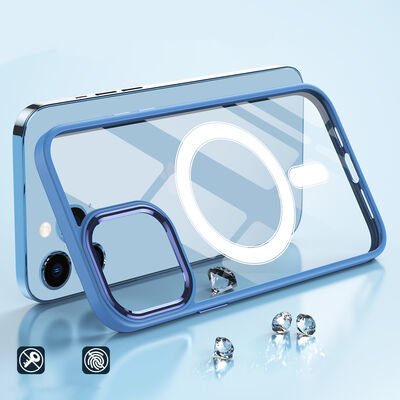 Apple iPhone 14 Kılıf Wireless Şarj Özellikli Patinda Krom Magsafe Silikon Kapak