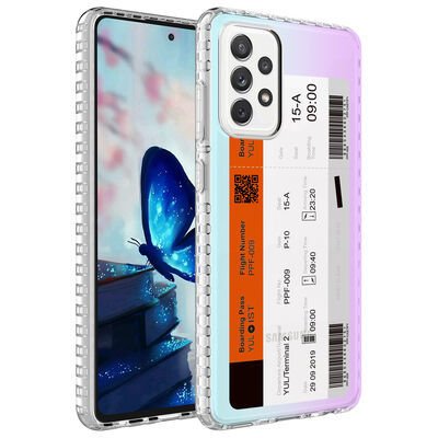 Galaxy A72 Kılıf Airbag Kenarlı Renkli Desenli Silikon Patinda Elegans Kapak