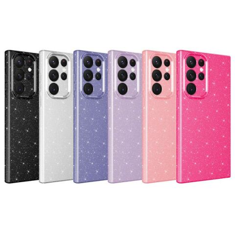 Galaxy S22 Ultra Kılıf Kamera Korumalı Simli Lüks Patinda Koton Kapak