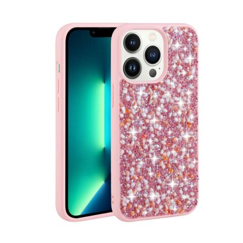 Apple iPhone 13 Pro Kılıf Parlak Taşlı Tasarım Patinda Linea Kapak