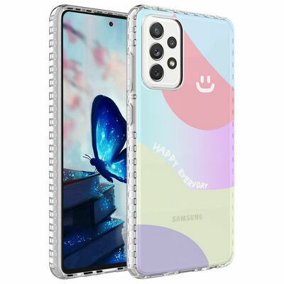 Galaxy A52 Kılıf Airbag Kenarlı Renkli Desenli Silikon Patinda Elegans Kapak
