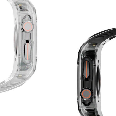 Apple Watch 44mm Wiwu Wi-WB013 Rambo Serisi 2in1 Şeffaf PC Kasa Koruyuculu Kauçuk Kordon