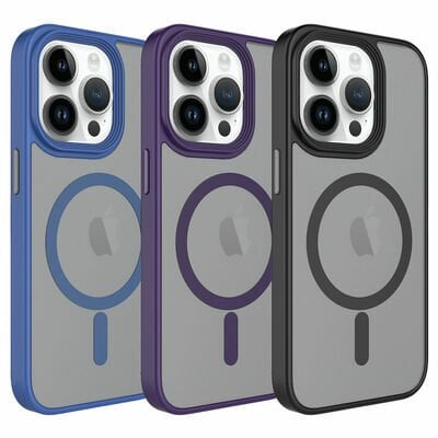 Apple iPhone 14 Pro Max Kılıf Mat Arka Yüzey Wireless Şarj Özellikli Patinda Flet Magsafe Kapak