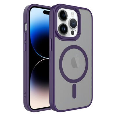 Apple iPhone 14 Pro Kılıf Mat Arka Yüzey Wireless Şarj Özellikli Patinda Flet Magsafe Kapak
