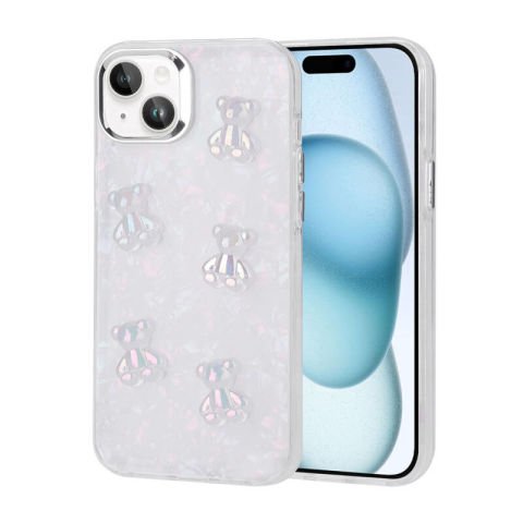 Apple iPhone 15 Plus Kılıf Kabartma Figürlü Parlak Patinda Eralli Silikon Kapak