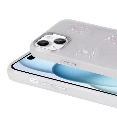 Apple iPhone 15 Plus Kılıf Kabartma Figürlü Parlak Patinda Eralli Silikon Kapak