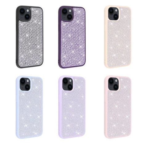Apple iPhone 14 Kılıf Parlak Taşlı Tasarım Patinda Ston Kapak