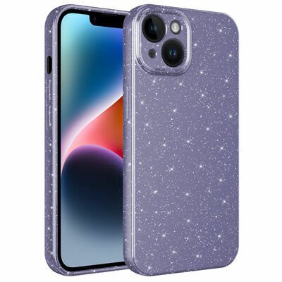 Apple iPhone 14 Plus Kılıf Kamera Korumalı Simli Lüks Patinda Koton Kapak