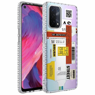 Oppo A74 4G Kılıf Airbag Kenarlı Renkli Desenli Silikon Patinda Elegans Kapak