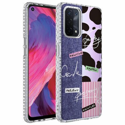 Oppo A74 4G Kılıf Airbag Kenarlı Renkli Desenli Silikon Patinda Elegans Kapak