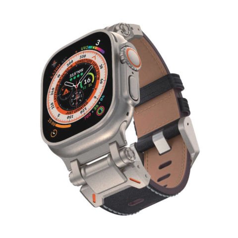 Apple Watch 42mm Patinda KRD-114 Metal Başlıklı Suni Deri Kordon