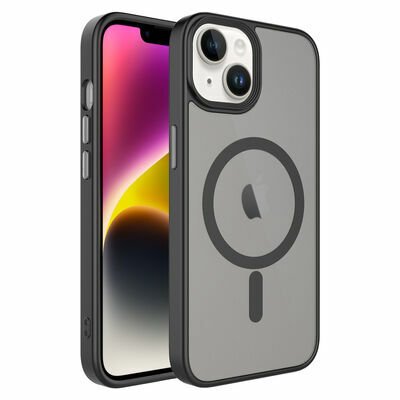 Apple iPhone 14 Plus Kılıf Mat Arka Yüzey Wireless Şarj Özellikli Patinda Flet Magsafe Kapak