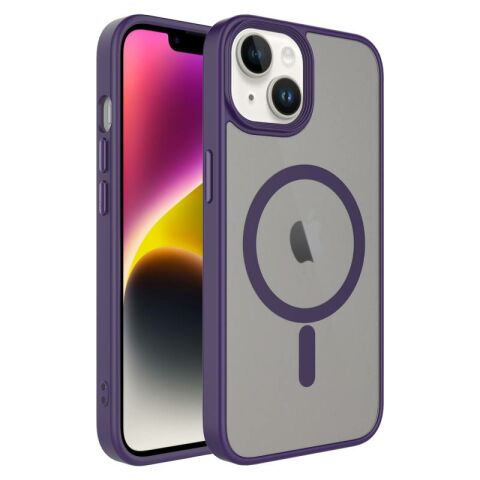 Apple iPhone 14 Plus Kılıf Mat Arka Yüzey Wireless Şarj Özellikli Patinda Flet Magsafe Kapak
