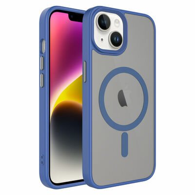 Apple iPhone 14 Plus Kılıf Mat Arka Yüzey Wireless Şarj Özellikli Patinda Flet Magsafe Kapak