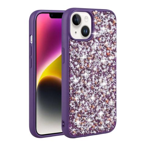 Apple iPhone 13 Kılıf Parlak Taşlı Tasarım Patinda Linea Kapak