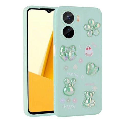 Vivo Y16 Kılıf Kabartma Figürlü Parlak Patinda Toys Silikon Kapak