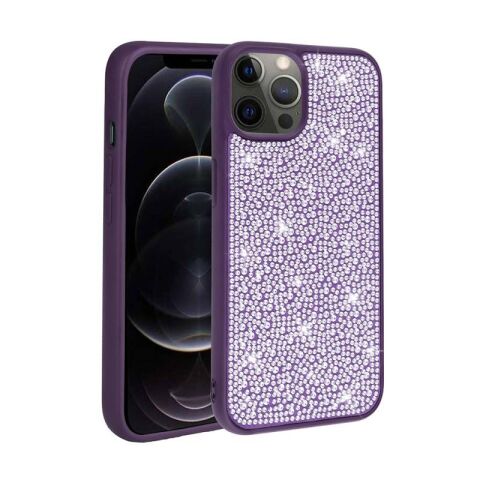Apple iPhone 13 Pro Max Kılıf Parlak Taşlı Tasarım Patinda Ston Kapak